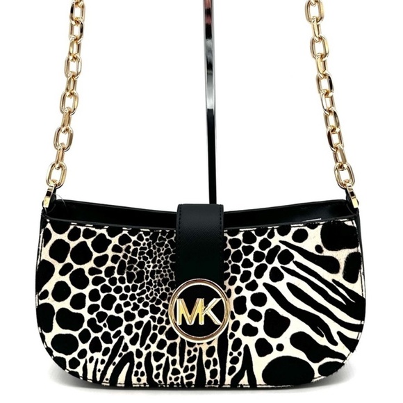 Michael Kors Carmen Small Pouchette Crossbody Bag Black Multi - Picture 1 of 11